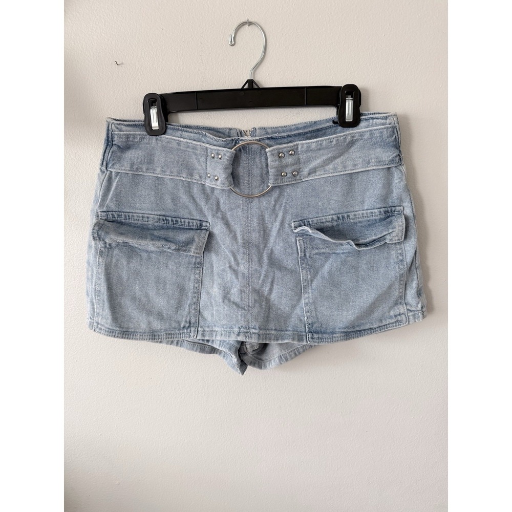 Women's Madden NYC‎ MINI Skirt Shorts, Skort Denim Hoop Belt Size S Y2K